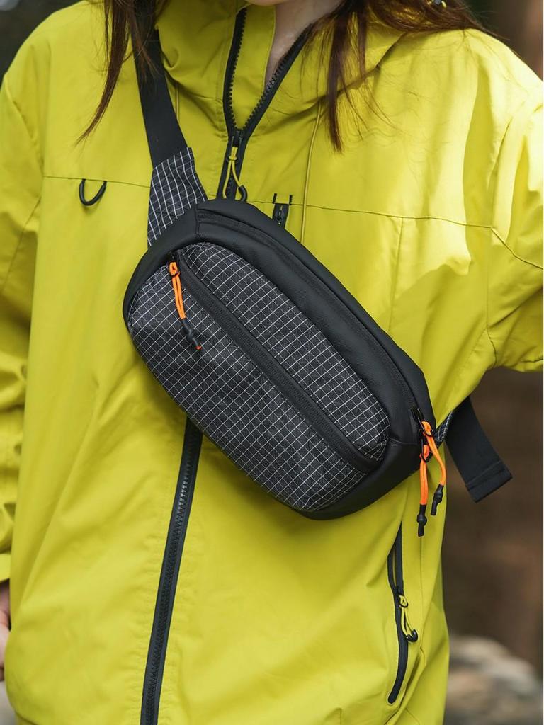 Ultraleichte Karierte Wasserdichte Nylon Herren Umhängetasche: Trendige Rad- & Handy-Bauchtasche