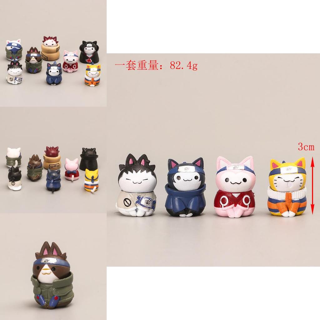 Small Size 8-piece Cat Figure Set Pvc Material 3cm Non-assembled Characters Collection