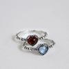 47Bag 925 Silver Moonstone Garnet Heart Gemstone Ring Cuore
