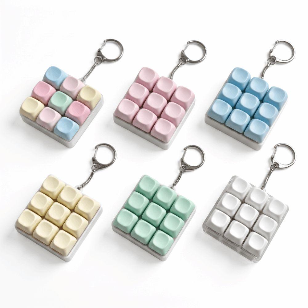 9 Keys Keycap Fidget Keychain Key Cap Clicker Mechanical Keyboard Keychain Adults