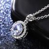 Round Center Stone Micro Pave Halo Pendant Women Cable Link Chain Clavicle Necklace