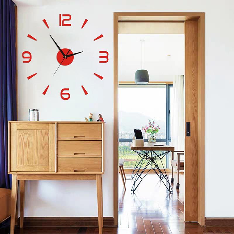 1 stk 3D Veggklokke Speil Veggklistremerker Kreative DIY Veggklokker Moderne Design Stille Kvarts Nålklokke Hjemmedekor