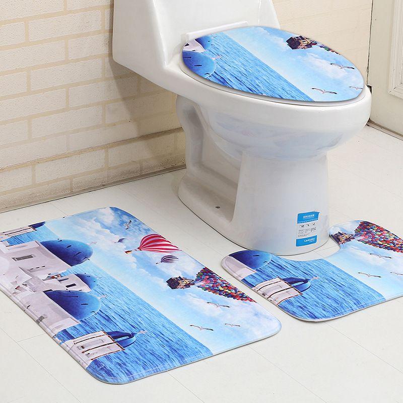 Premium Quality 3d Cartoon Design Bathroom Set With Non-slip Bath Mat And Rug