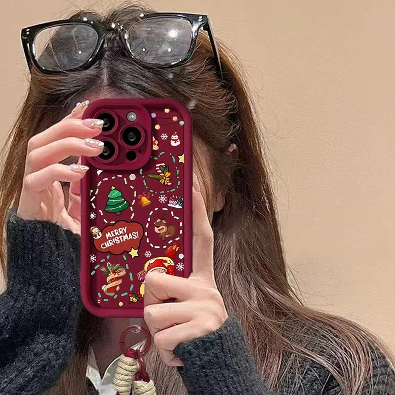 Cute Christmas Red Chain Phone Case For Huawei P20 P30 P40 P50 Pro Mate 20 30 40 50 Pro Lite Nova 5i 5T 11 Play 60 Plus Cover