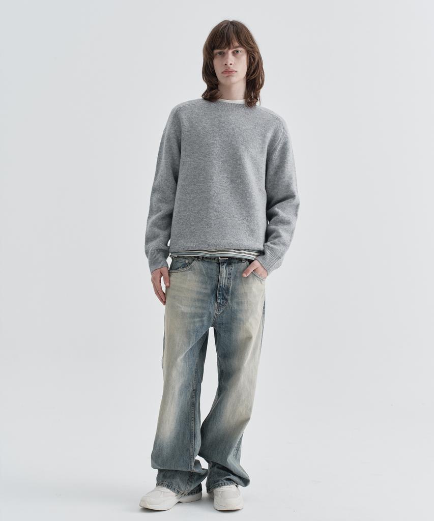 EZIO Plain Round Knit_Melange Gray