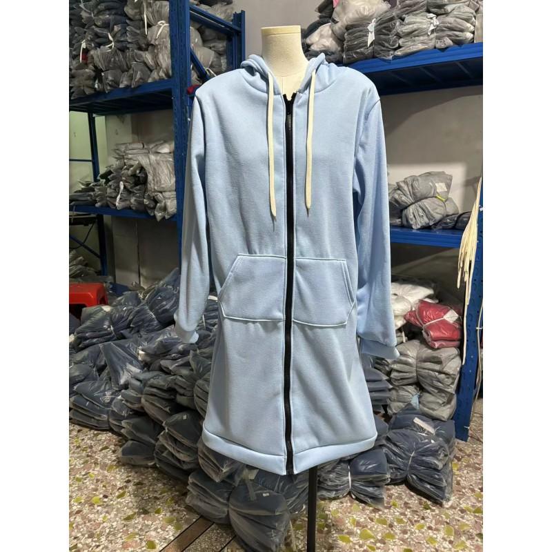 Womens Oversized Long Hooded Sweatshirt Thick Fleece Pullover Coat Winter Casual Loose Fit Plus Size
