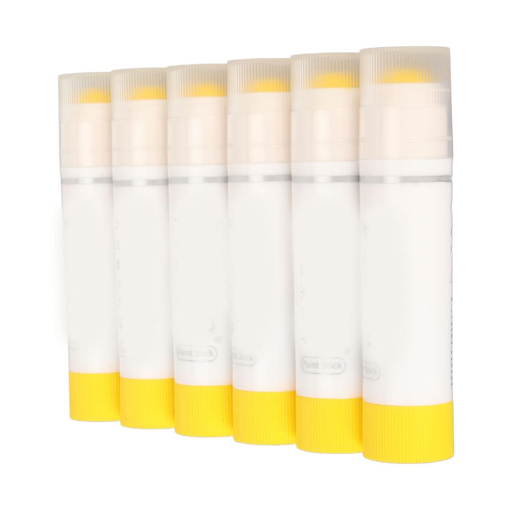 6Pcs Paint Sticks Quick Drying Washable Vibrant Pure Color Easy to Use Paint Pens for Coloring Painting Doodle Yellow