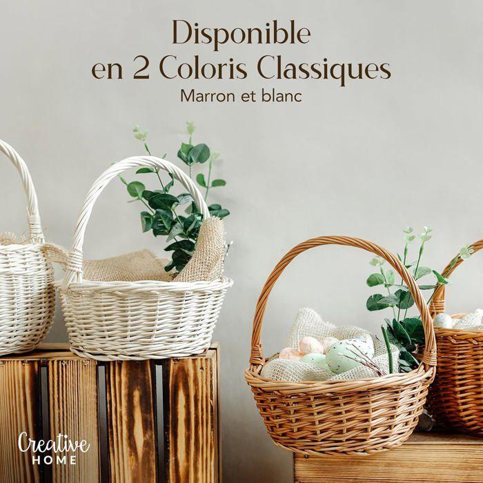 Creative Home Cesta de Pascua Pequeña de Mimbre | 22 x 22 x 26 cm (+-- 2 cm) | Cesta con asa | Tejida a mano | Cesta de frutas