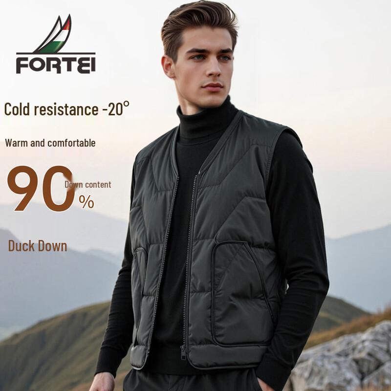 Men s 90% Duck Down V-neck Puffer Vest M 48