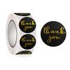 100-500Pcs 1Inch Thank You Stickers Aesthetic Black Gold Foil Sticker Roll For Envelope Wedding Bake Stationery Seal Lable 2.5Cm