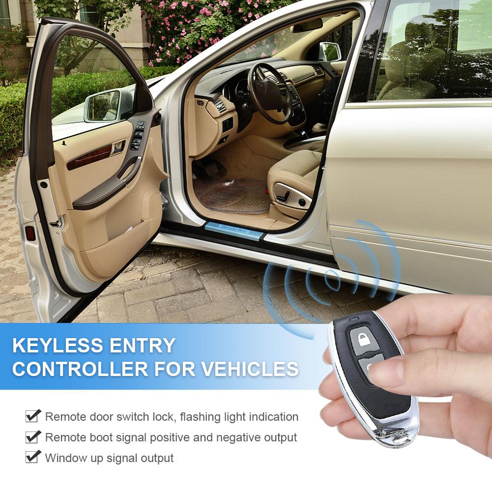 12V Vehicle Keyless Entry System 2 Button Remote Control Car Central Locking System Remote Trunk Release Universal
