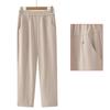 Summer Elastic Waist Loose Women's Pants: Breathable, Comfortable Straight Leg for Middle-Aged and Elderly