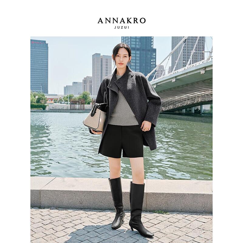 

Annacoco Women s French Style Wool Blend Double-Faced Coat L