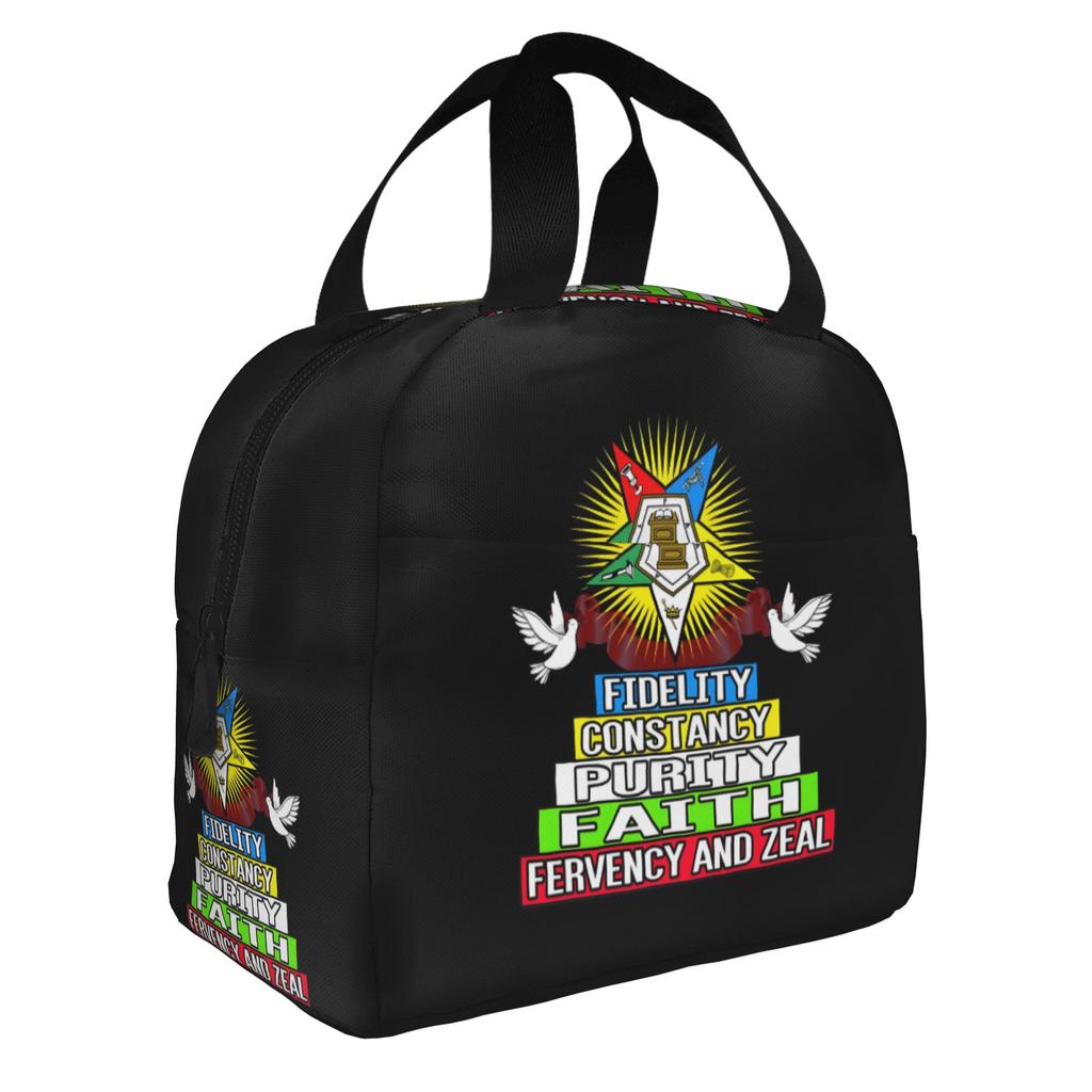 Order Of The Eastern Star Logo Thermal Insulated Lunch Bags Women  Portable Lunch Container for School Multifunction Food Box