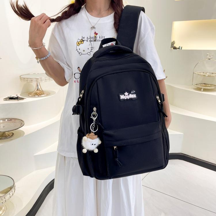 Schoolbag Wholesale Backpack Female Junior High School Student Schoolbag Simple Outdoor Travel Backpack Fashionable Large Capacity Computer Backpack