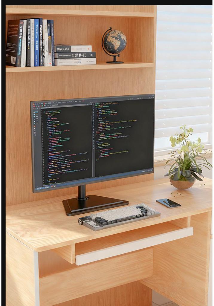 Universal Monitor Stand, Free Shipping, No-Drill Base, Fits 22"-32" Screens, Height Adjustable, Rotatable Desk Mount