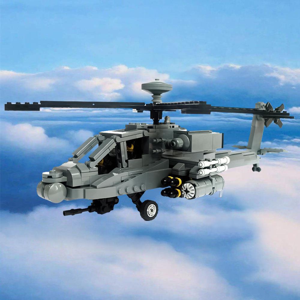 MOC AH-64D Apache Longbow Elicottero Armato Militare Modello di Mattoncini Elicottero dell'Esercito Giocattoli in Mattoncini Fai da Te Regali di Compleanno per Bambini Giocattoli