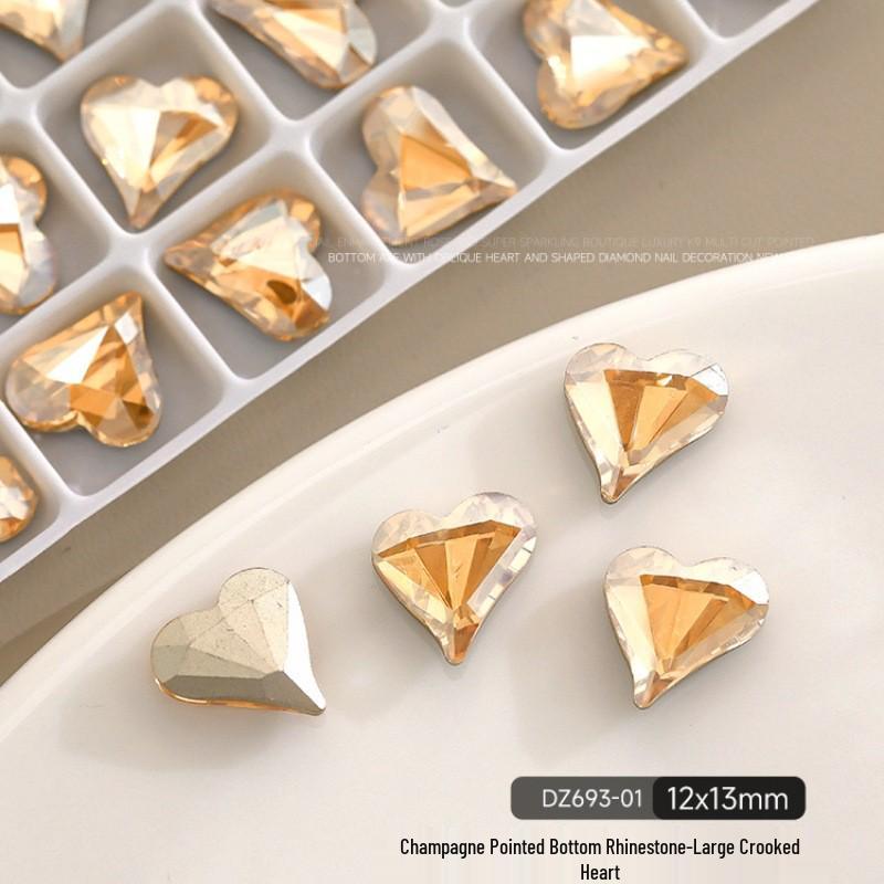 K9 Champagne Nail Art Rhinestone Jewelry - High Quality Irregular Crystal, Fat Square, Water Drop, Heart-Shaped Decorations