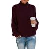 Women's High Neck Solid Color Sweater Casual Stripe Pullover Long Sleeve Sweater