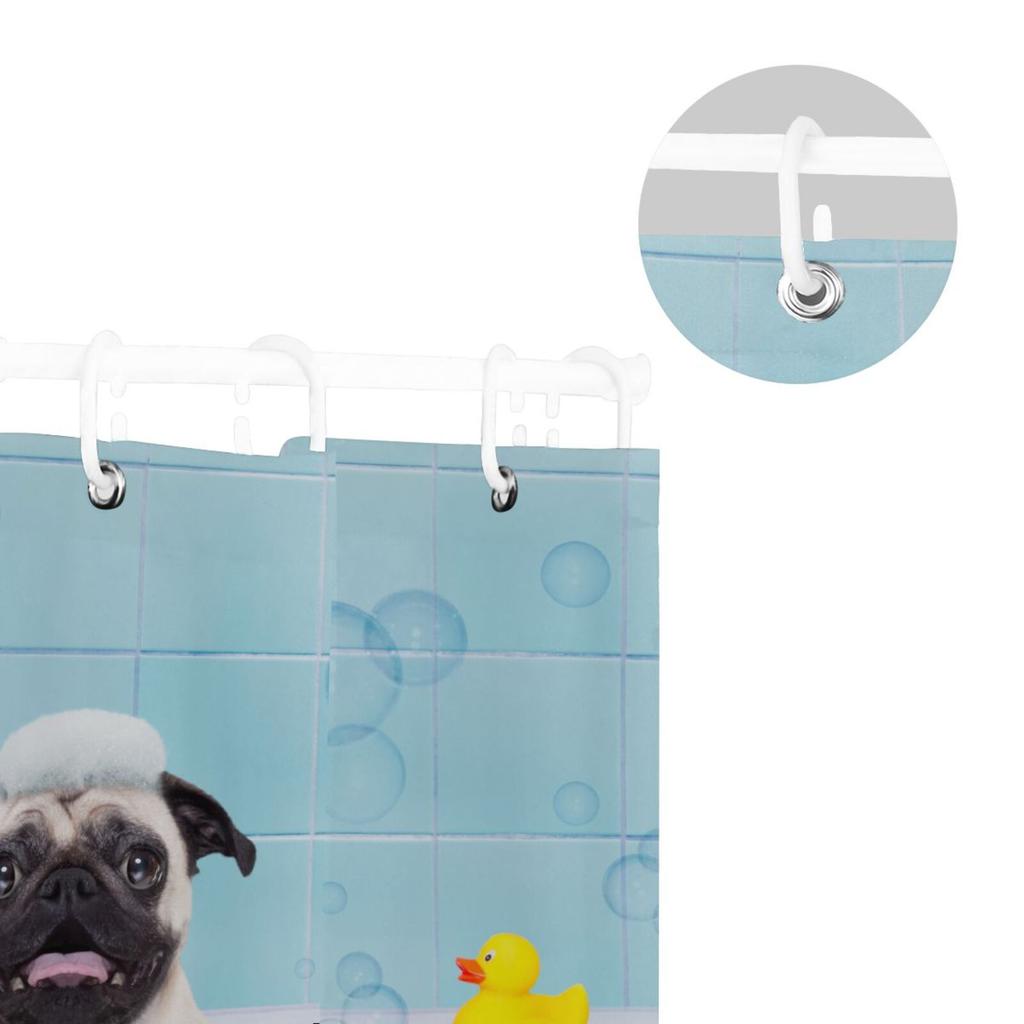 Pug Dog In A Bathtub Shower Curtain Waterproof Polyester Fabric Washable Bath Curtain Screen With 12 Hooks Bathroom Decoration