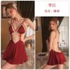 Women's Lace Bow Backless Cami Sleep Dress Lounge Set