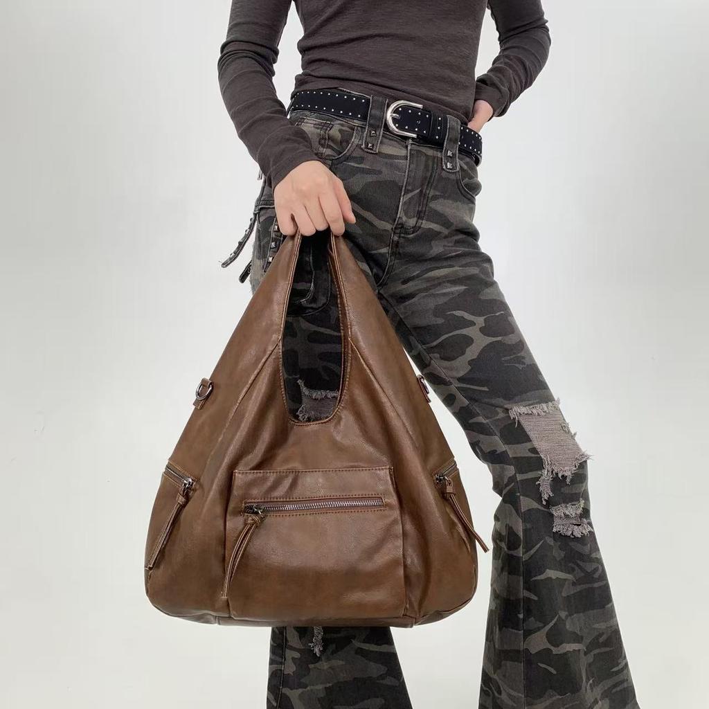 Personalized Street Dark Style Women's Shoulder Bag with Large Capacity and Multiple Pockets, Millennium Retro Tote Bag