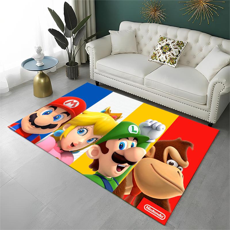 Tappeto Tappetino Gioco Cartoon M-Mario Bros per Stanza dei Giochi Camera da Letto Soggiorno Divano Decorazione Casa, Tappeto per Area Bambini Tappetino Antiscivolo Regalo