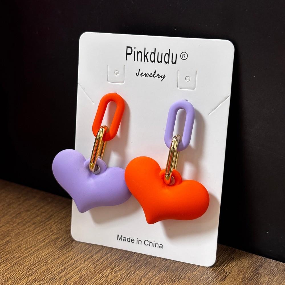 

Pinkdudu Candy Colorful Heart Shape Acrylic Earrings Simple Trendy Chain Drop Earrings Women Jewelry PD2286 M