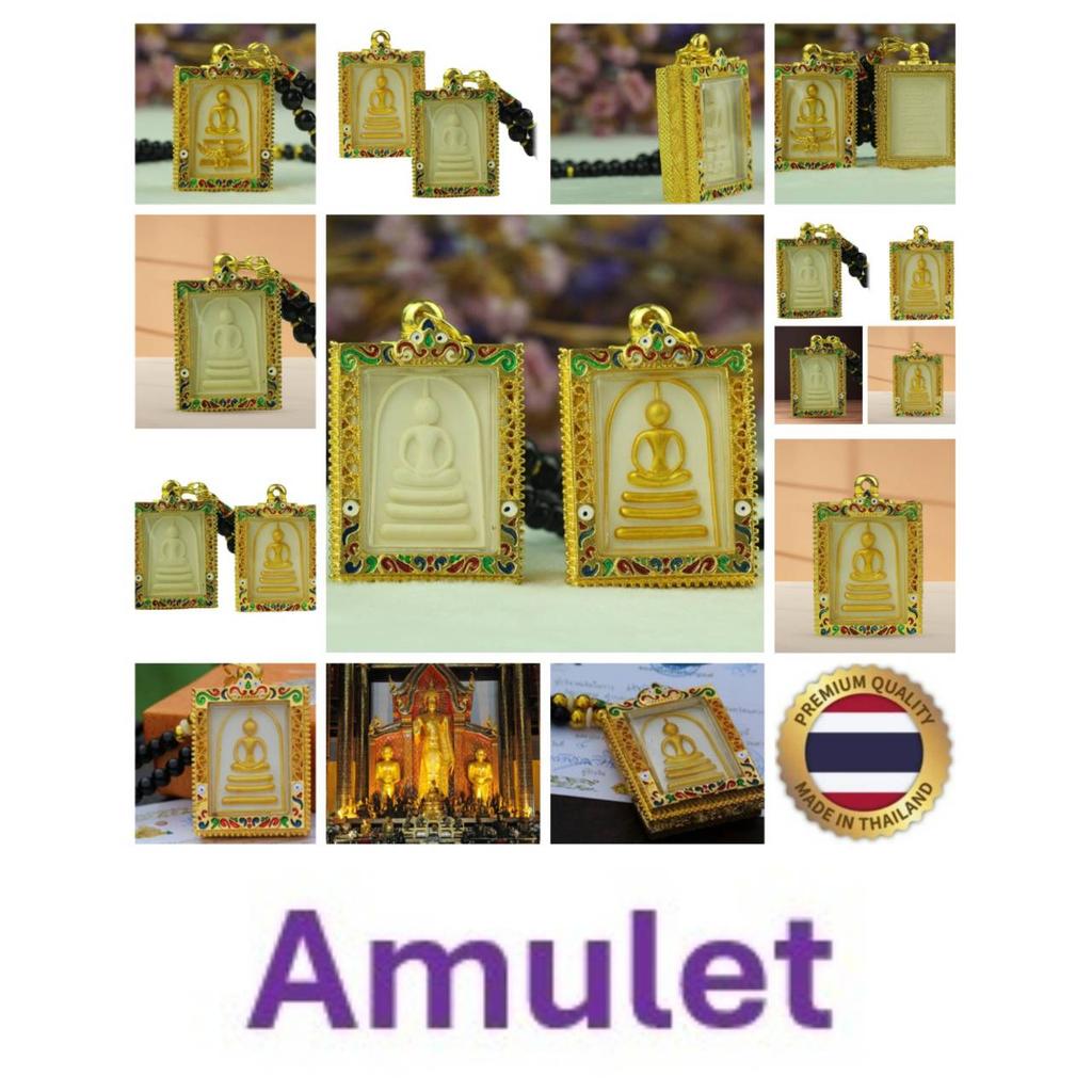 Phra Somdej Buddha Thai Amulett Halsband Hänge Retro Vintage Skyddande Charm Talisman Kraftfull Rikedom Framgång Hälsa Lycka Smycken Thailand Reproduktion