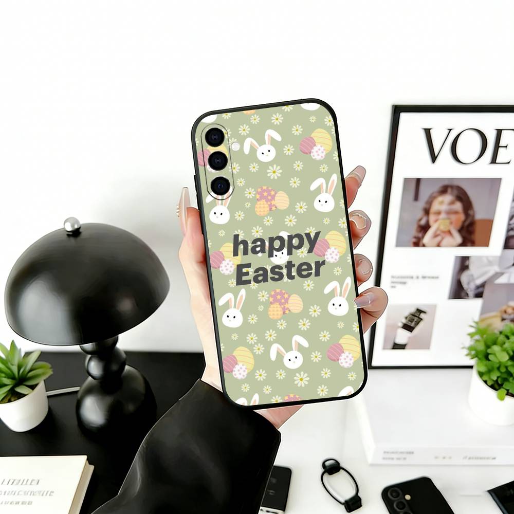 Easter Pattern Phone Case For Samsung Galaxy A73,A72,A71,A70,A53,A52,A51,Others Soft Black Cover
