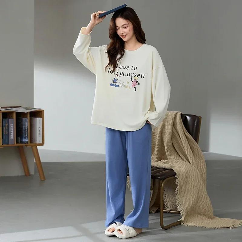 Cute Women's Pajamas Set Warm Pajamas Autumn and Winter Long Sleeve Long Pants Girls Pajamas Soft Pajamas Comfortable Cartoon Pajamas