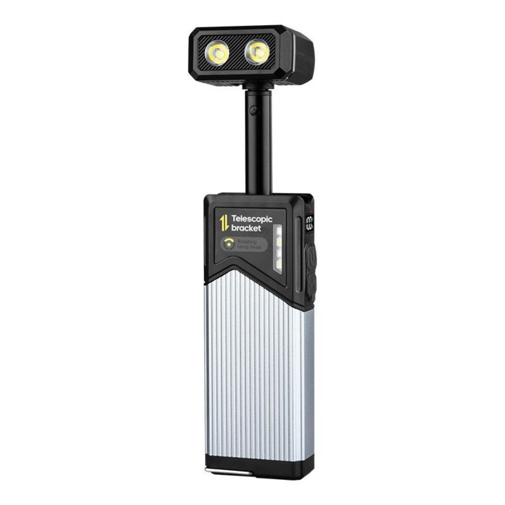Electric Display LED Work Light USB Rechargeable 180° Rotating Telescopic Flashlight Telescoping Design with Tail Magnet