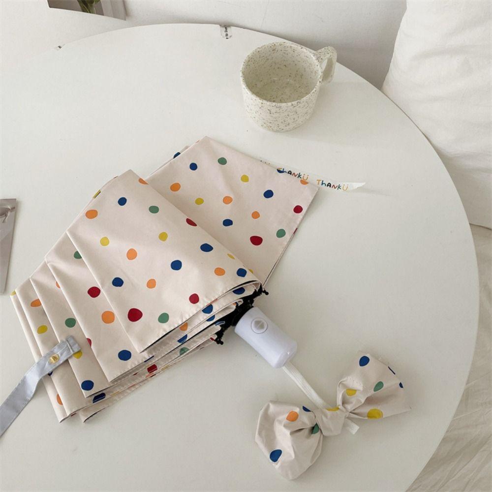 UV Protection Automatic Umbrella Windproof Polka Dot Umbrella Folding Umbrella Rain Protection