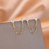 Sterling Silver Earrings Women'S Multi-Earhole Stud Earrings Chain Fringed Earline Design Trendy Earbone Decoration