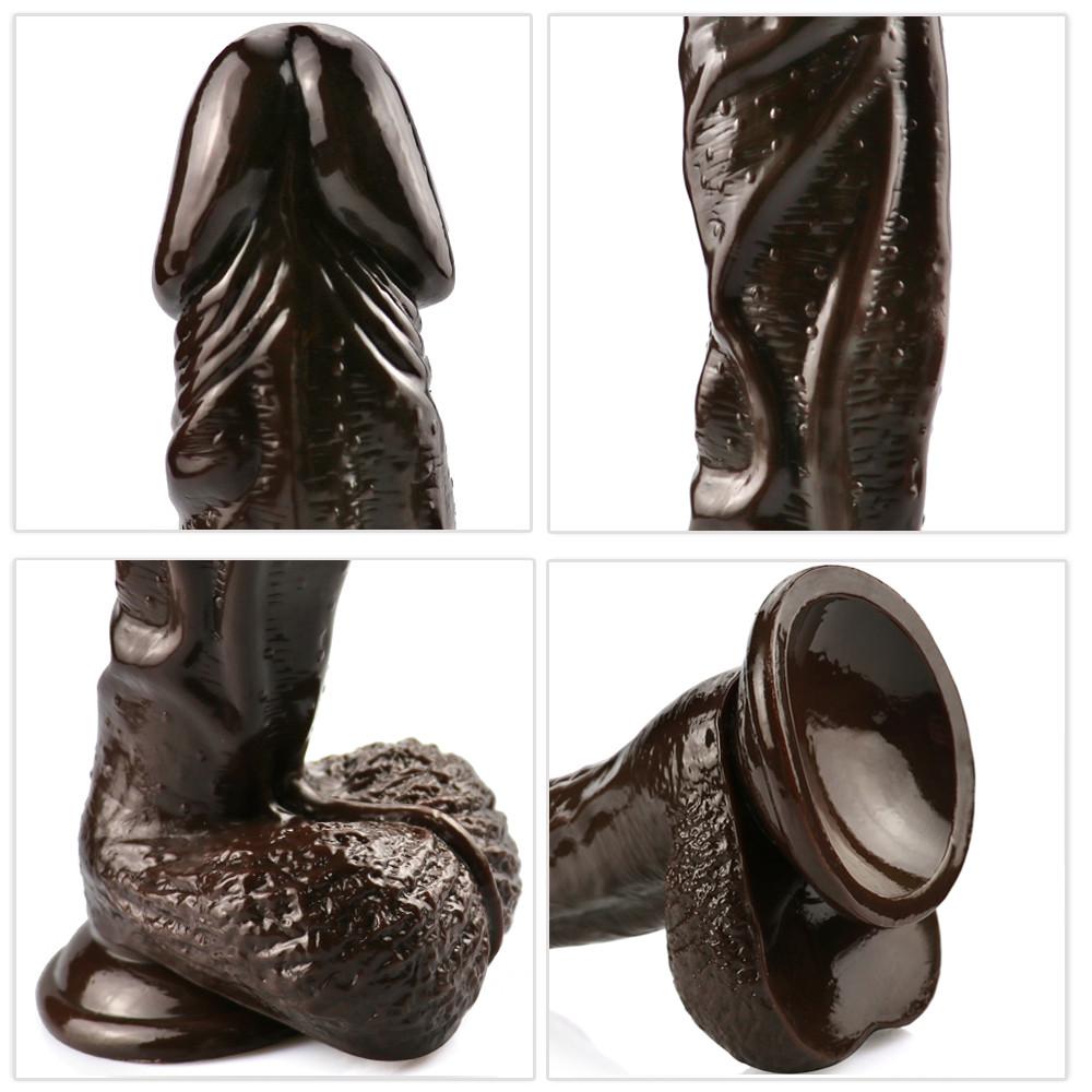 Braune große Hoden Penis Frauen Masturbation Schiebe Fake Dick Lesben realistische Dildos Erwachsene Erotik Sexspielzeug für Frauen Werkzeug