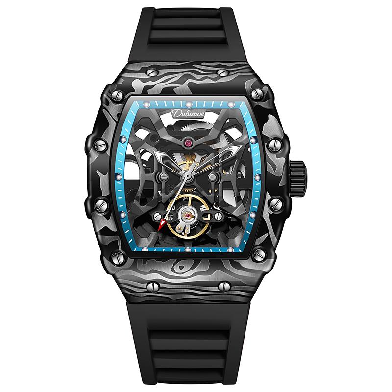 Original Design Top Brand Automatic Mechanical Watch for Men Luminous Tourbillon Watches 30M Waterproof Rubber Strap Reloj