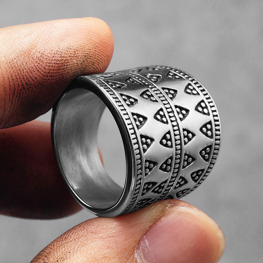 Aesthetic Geometry Triangle Men Rings Stainless Steel Punk Vintage Unique Fashion Jewelry Accessories For Women Gift