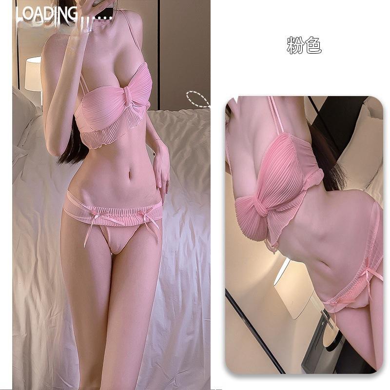Sexy underwear women's pure desire, sexy small breasts gather without steel rim bow, thin bra set