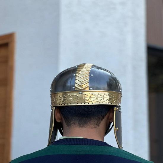 Viking Norseman Nasal Helmet Brass Steel Medieval Wearable LARP Halloween Armor