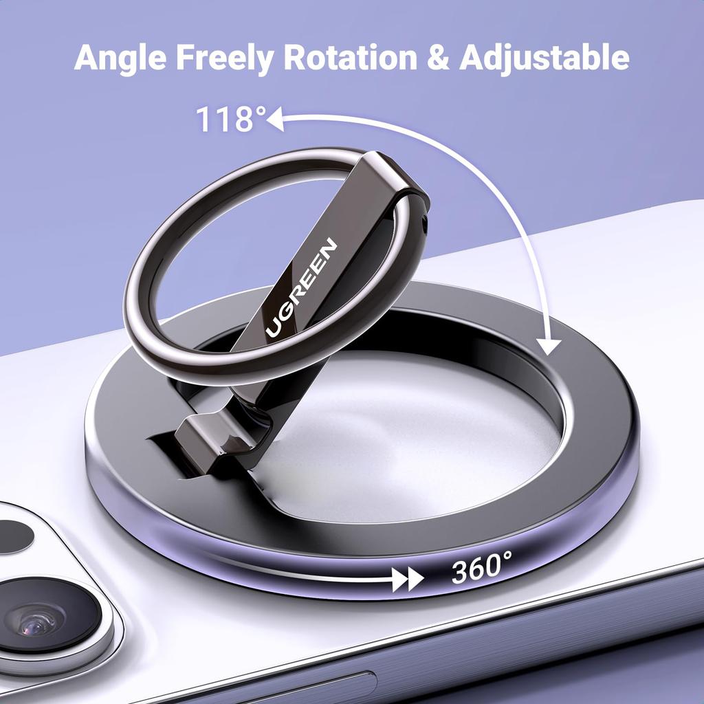 UGREEN LP705 25355 Magnetischer Handy-Rückseiten-Ständer Griffringhalter Drehbar Tragbare Schreibtischhalterung