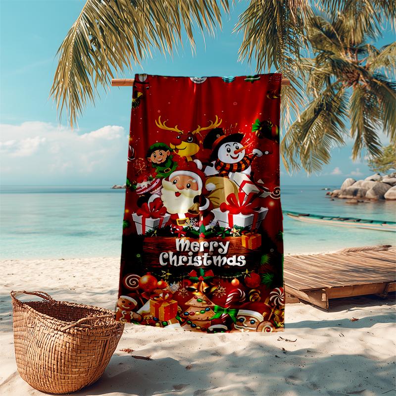 Ultra-Soft Beach Towel with Christmas Theme,Ideal for Pool - Camping, Diving - Perfect Travel Essential, Vibrant Beach Towel.