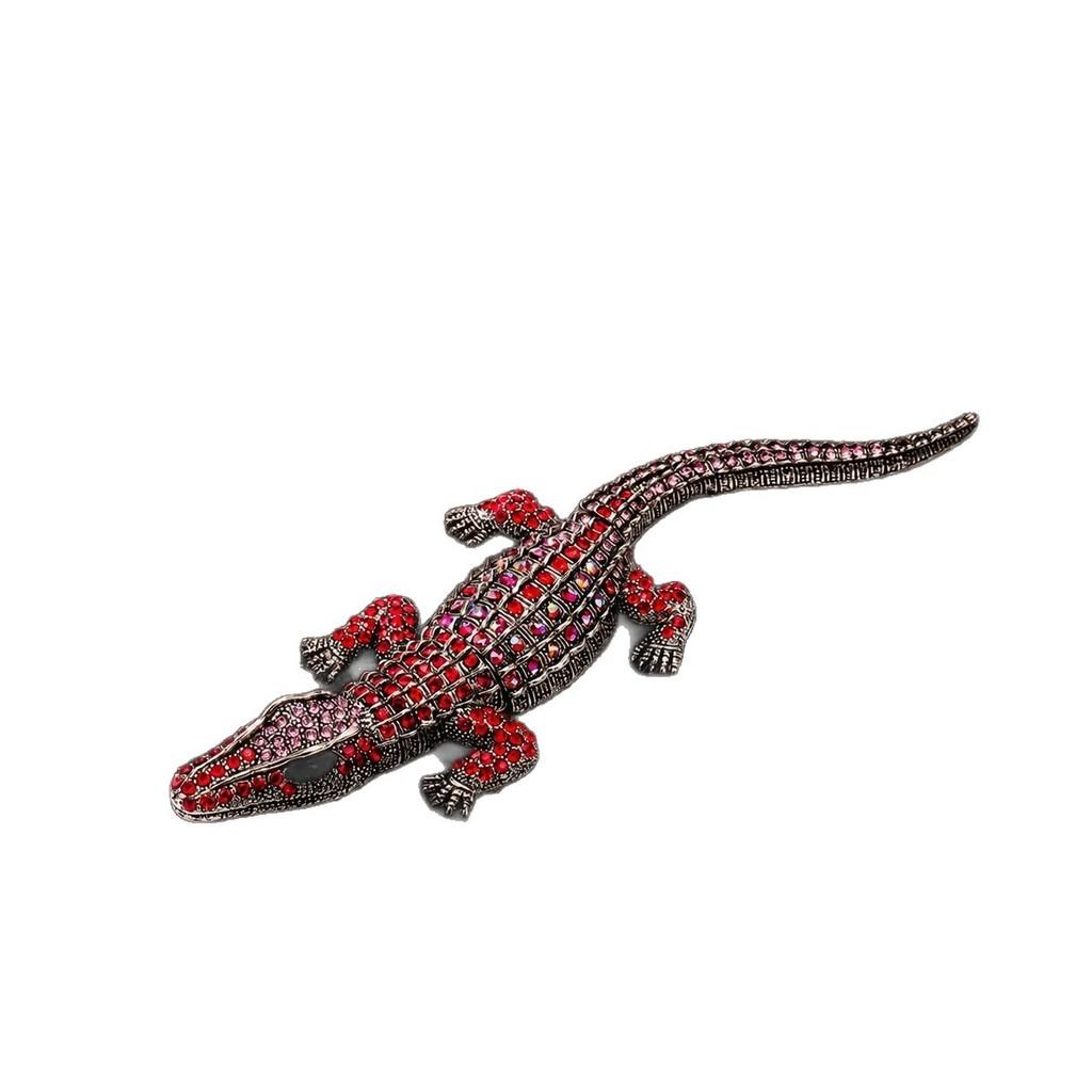 Crocodile Brooch Pin With Water Diamond Decoration For Men And Women