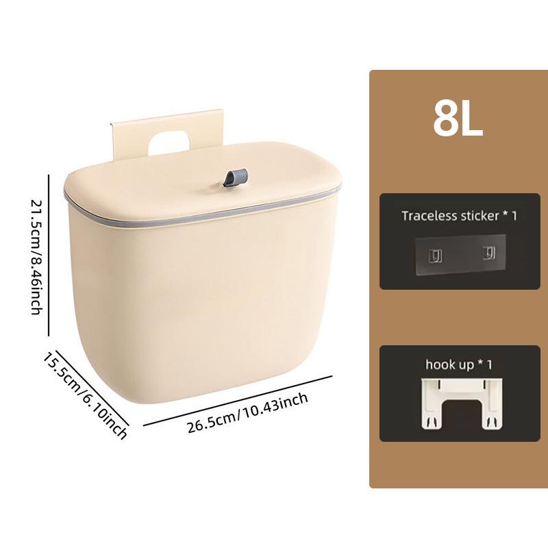 Wall-Mounted Hanging Trash Can with Lid for Kitchen and Bathroom