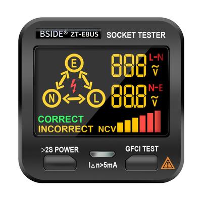 BSIDE Steckdosentester, Steckdosentester, digitales LCD-Display mit NCV-Test, RCD-Test, Polaritätstest