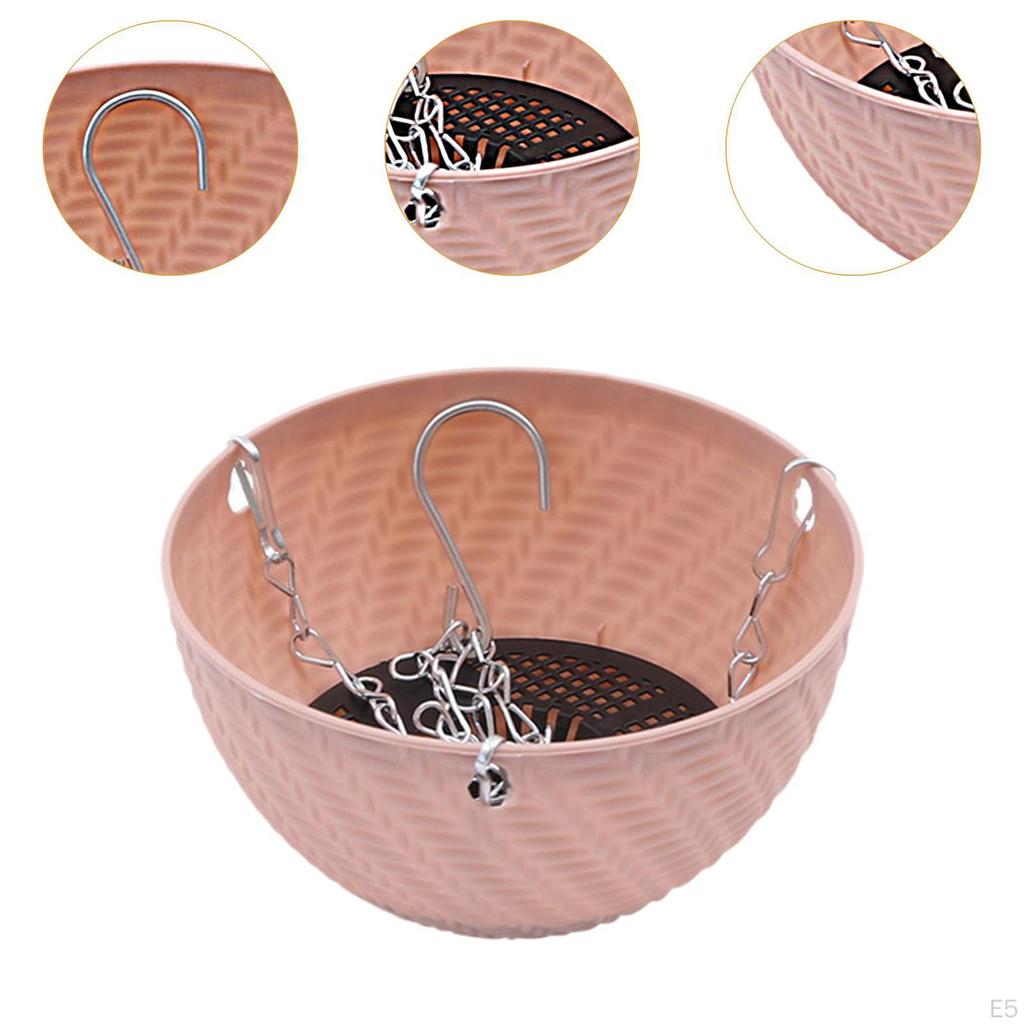 Hanging Basket Plant Pot Flower Bowl with Built-in Water Reservoir And