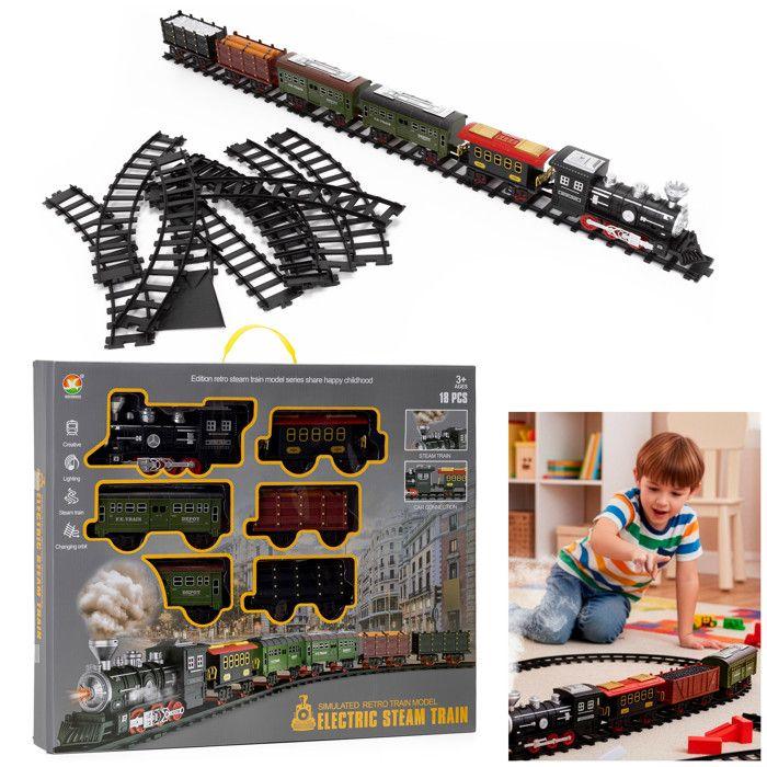 Dampflokomotive Spielzeug - SPRINGOS - Lokomotive mit Soundeffekten - 5 Waggons - 43 Teile - CE-sicher