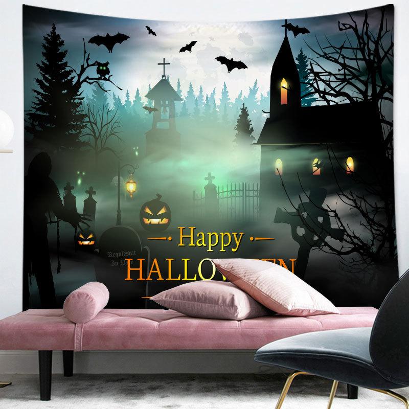Happy Halloween Tapestry Cartoon Pumpkin Print Tapestry Home Living Room Bedroom Decor Wall Hanging For Boys Teen Festival Gift