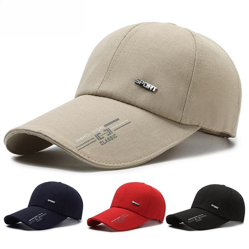Herren Baseballkappe Sonnenschutzhut UV-Schutz Sonnenschirm Anglerhut Herbst Große Kopfgröße Harte Kappe mit Schirm Leicht Atmungsaktiv Leinwand Baseballkappe