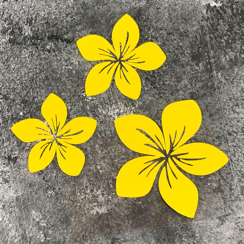 3pcs Various Colors Pretty Flower Car Stickers for Auto Rear Window Bumper Body Helmet Cover Scratches Waterproof Blossom Decals