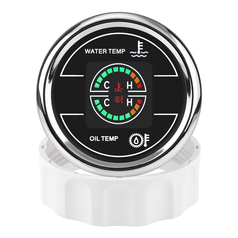 2'' 52MM 2 In 1 Round Digital Auto Car Gauge Volt+Hourmeter / Water Temp+Oil Temp/Fuel Gauge+Hourmeter Dual LCD Display Meter